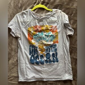 Free People White Graphic Tee